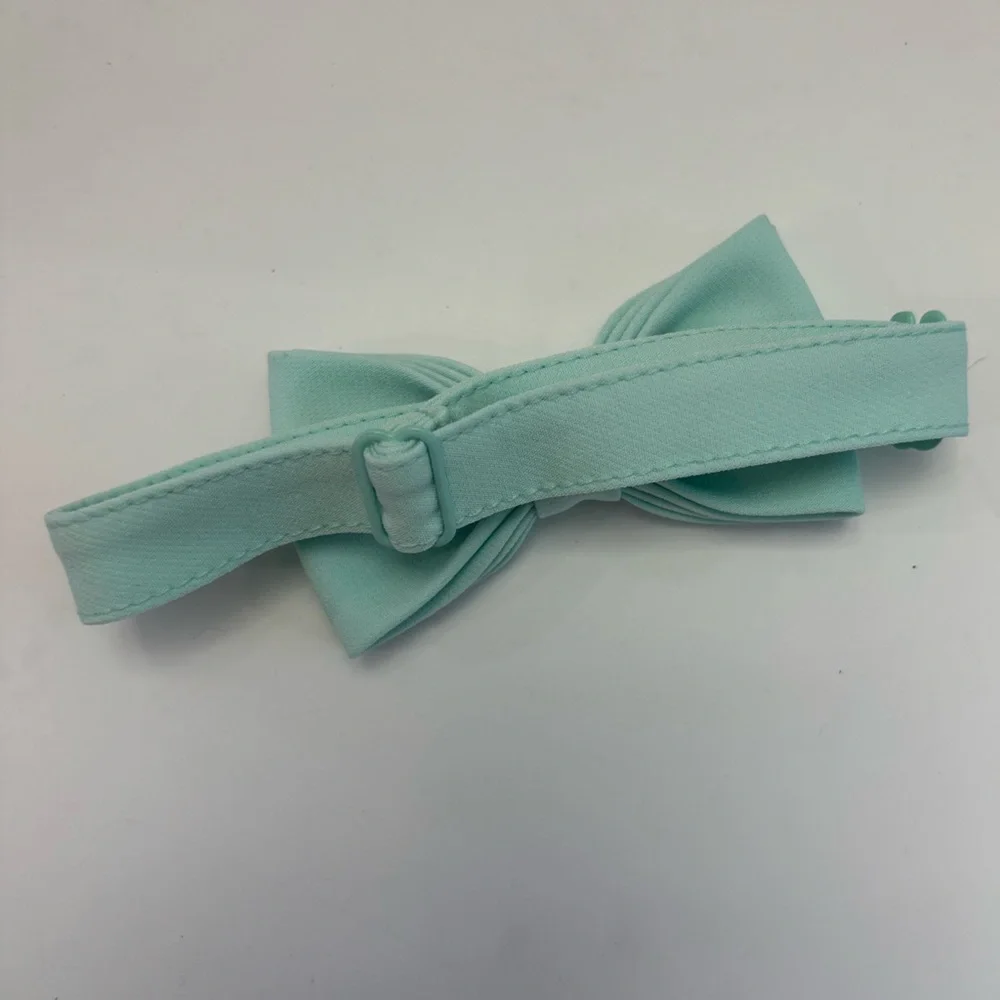 Pre-Tied Satin Bow Tie Aquamarine Mint Blue Adjustable Size Baby Infant Wedding